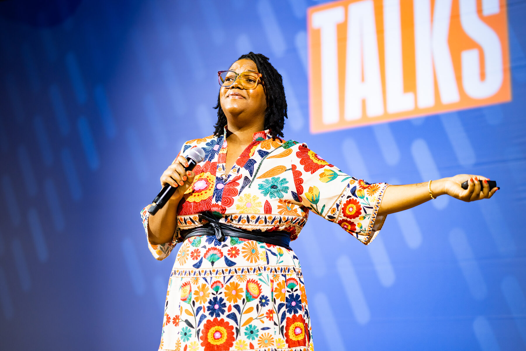 Makeda Boehm speaking on stage